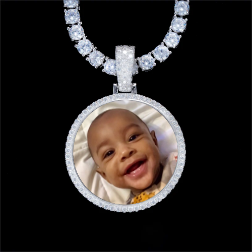 925S & VVS Moissanite 3D Circle Custom Picture Pendant