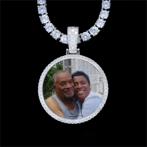 925S & VVS Moissanite 3D Circle Custom Picture Pendant