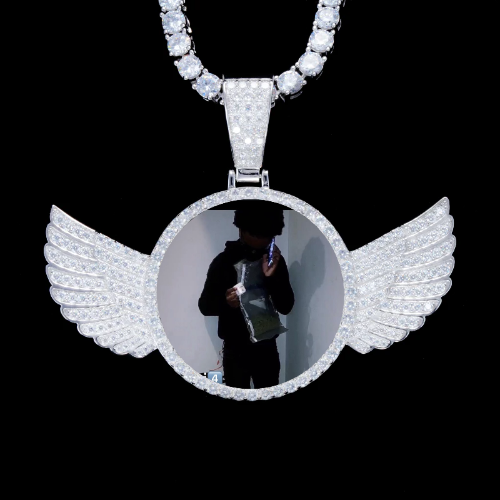 925S & VVS Moissanite 3D Wing Custom Picture Pendant