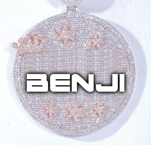 CUSTOM LETTER NECKLACE 3D BIG CROWN DISC