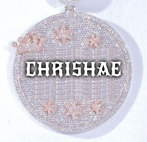 CUSTOM LETTER NECKLACE 3D BIG CROWN DISC