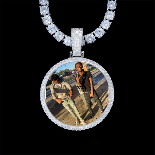 925S & VVS Moissanite 3D Circle Custom Picture Pendant