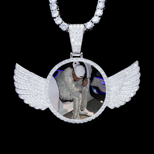 925S & VVS Moissanite 3D Wing Custom Picture Pendant