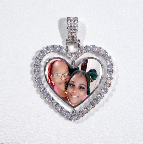 3D Spinning 2-Faced Heart Custom Picture Pendant