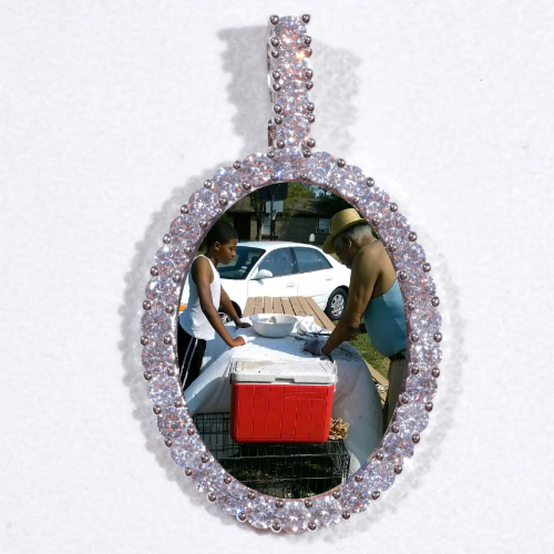 Large 3D Oval Custom Picture Pendant