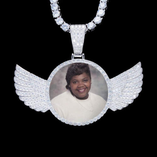 925S & VVS Moissanite 3D Wing Custom Picture Pendant