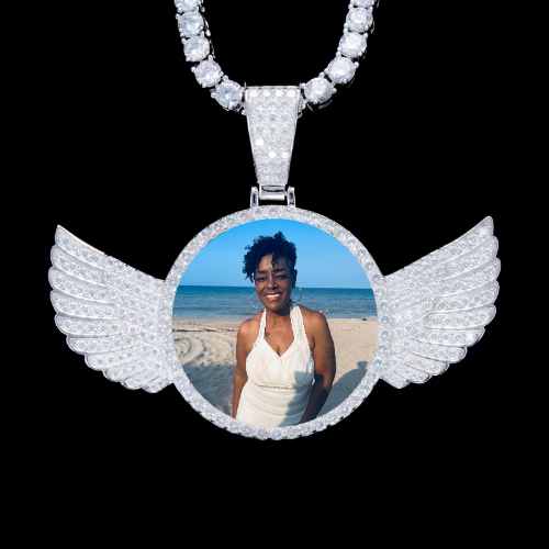 925S & VVS Moissanite 3D Wing Custom Picture Pendant