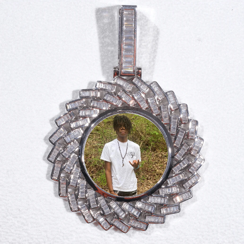 Large 3D Baguette Custom Picture Pendant