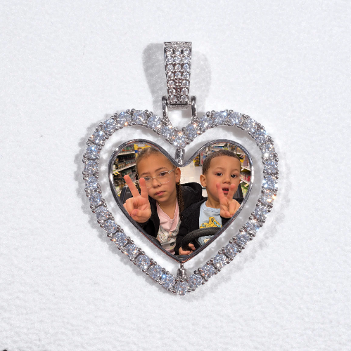 3D Spinning 2-Faced Heart Custom Picture Pendant