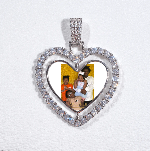 3D Spinning 2-Faced Heart Custom Picture Pendant