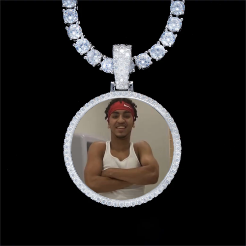 925S & VVS Moissanite 3D Circle Custom Picture Pendant