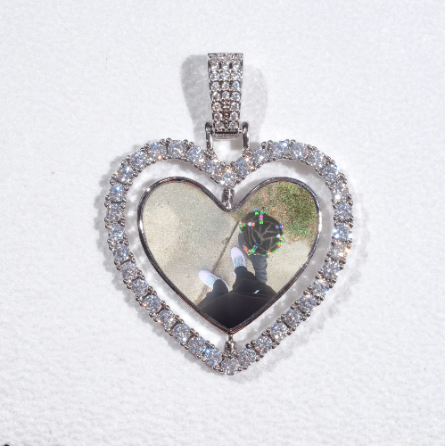 3D Spinning 2-Faced Heart Custom Picture Pendant