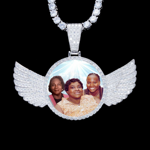 925S & VVS Moissanite 3D Wing Custom Picture Pendant