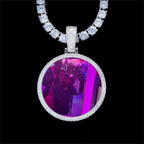 925S & VVS Moissanite 3D Circle Custom Picture Pendant