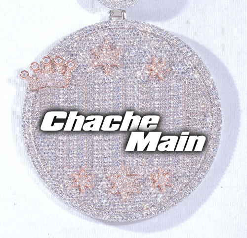CUSTOM LETTER NECKLACE 3D BIG CROWN DISC
