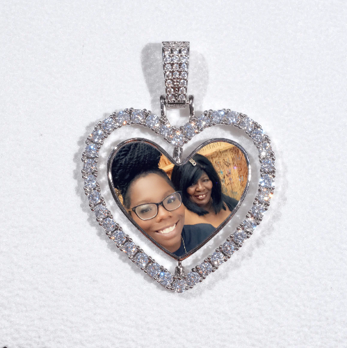 3D Spinning 2-Faced Heart Custom Picture Pendant