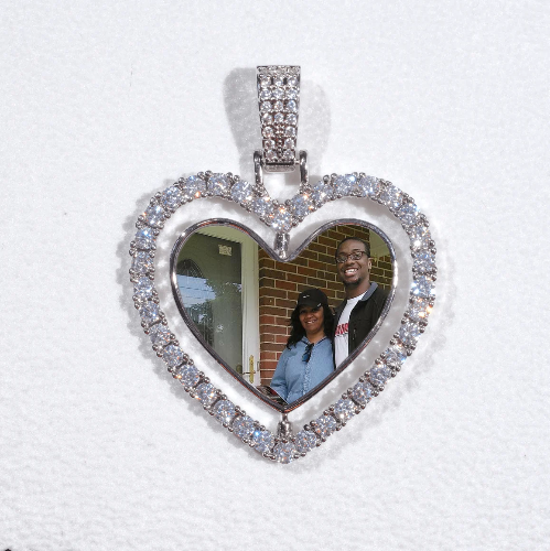 3D Spinning 2-Faced Heart Custom Picture Pendant