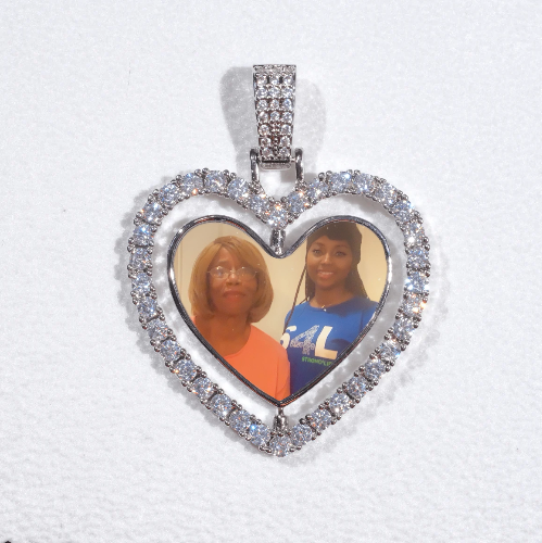 3D Spinning 2-Faced Heart Custom Picture Pendant