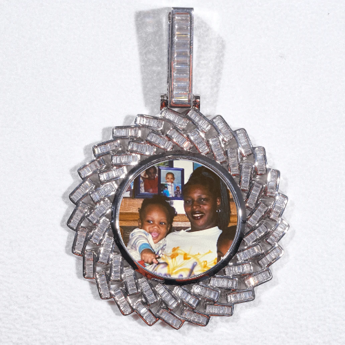 Large 3D Baguette Custom Picture Pendant