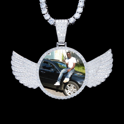 925S & VVS Moissanite 3D Wing Custom Picture Pendant