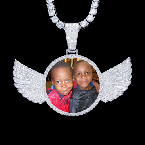 925S & VVS Moissanite 3D Wing Custom Picture Pendant