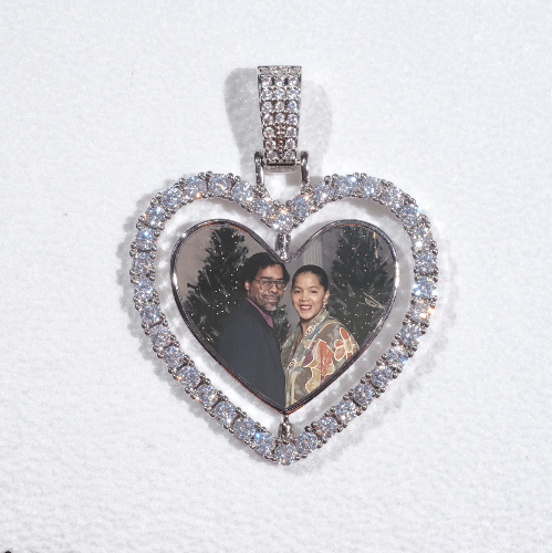 3D Spinning 2-Faced Heart Custom Picture Pendant