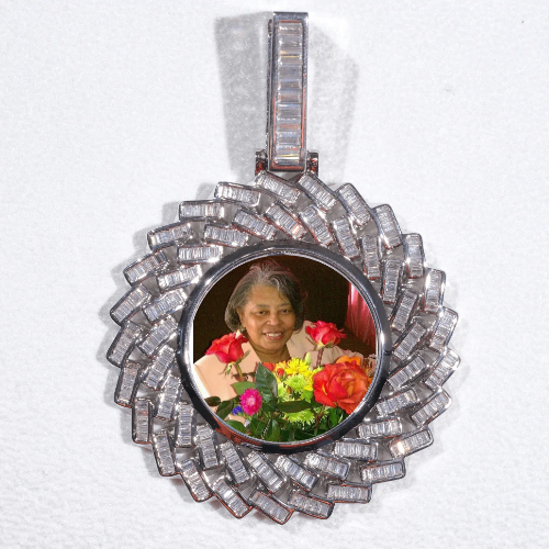 Large 3D Baguette Custom Picture Pendant