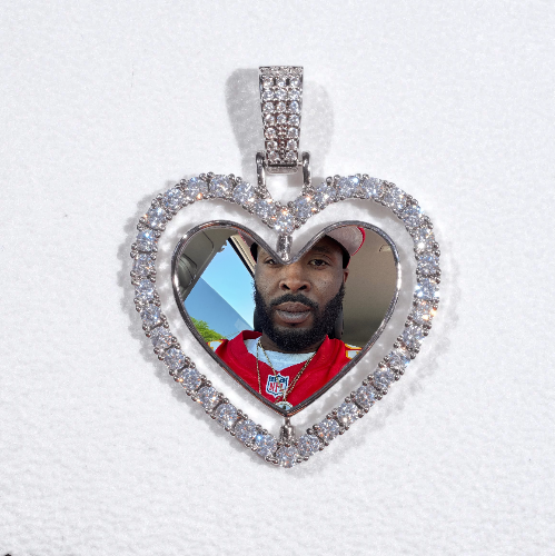 3D Spinning 2-Faced Heart Custom Picture Pendant