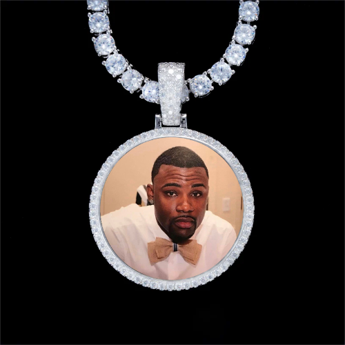 925S & VVS Moissanite 3D Circle Custom Picture Pendant