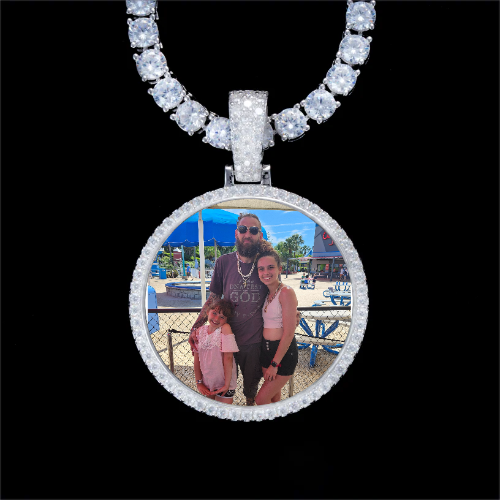 925S & VVS Moissanite 3D Circle Custom Picture Pendant