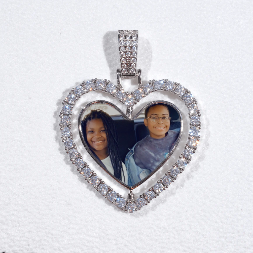 3D Spinning 2-Faced Heart Custom Picture Pendant