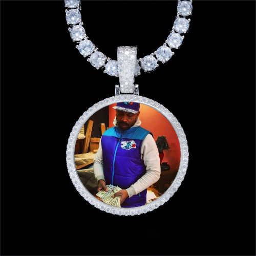 925S & VVS Moissanite 3D Circle Custom Picture Pendant
