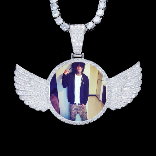 925S & VVS Moissanite 3D Wing Custom Picture Pendant
