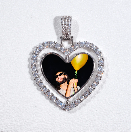 3D Spinning 2-Faced Heart Custom Picture Pendant