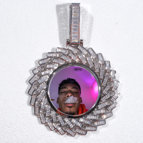 Large 3D Baguette Custom Picture Pendant