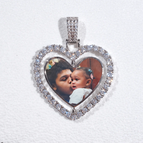 3D Spinning 2-Faced Heart Custom Picture Pendant