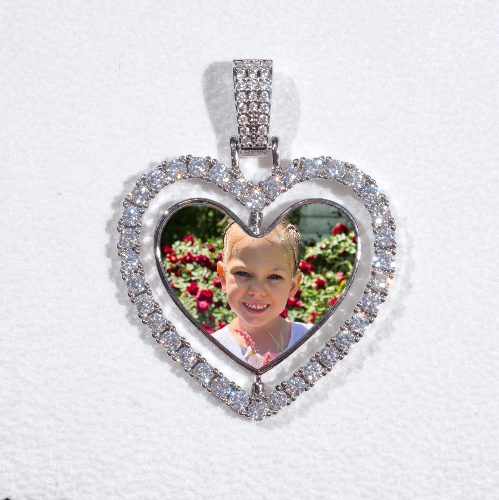 3D Spinning 2-Faced Heart Custom Picture Pendant