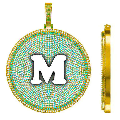 CUSTOM LETTER NECKLACE 3D BIG DISC