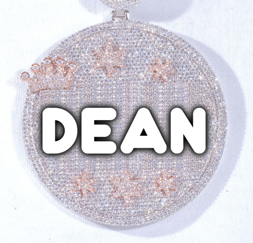 CUSTOM LETTER NECKLACE 3D BIG CROWN DISC