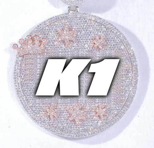 CUSTOM LETTER NECKLACE 3D BIG CROWN DISC