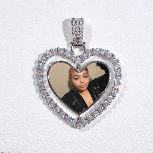 3D Spinning 2-Faced Heart Custom Picture Pendant