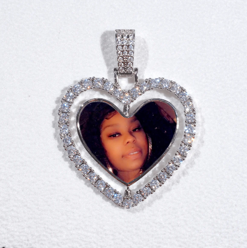 3D Spinning 2-Faced Heart Custom Picture Pendant