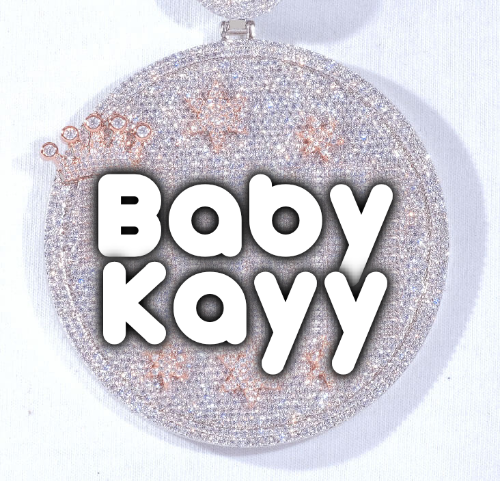 CUSTOM LETTER NECKLACE 3D BIG CROWN DISC
