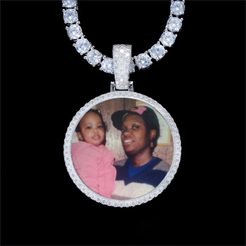 925S & VVS Moissanite 3D Circle Custom Picture Pendant