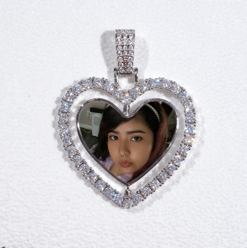 3D Spinning 2-Faced Heart Custom Picture Pendant