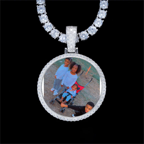 925S & VVS Moissanite 3D Circle Custom Picture Pendant