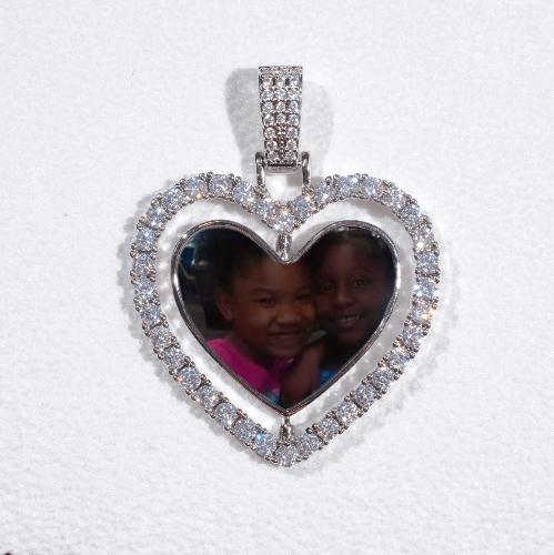 3D Spinning 2-Faced Heart Custom Picture Pendant