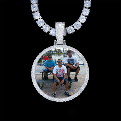 925S & VVS Moissanite 3D Circle Custom Picture Pendant