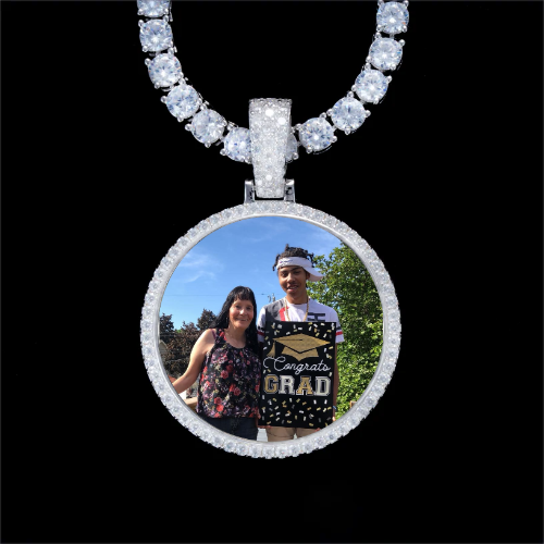 925S & VVS Moissanite 3D Circle Custom Picture Pendant