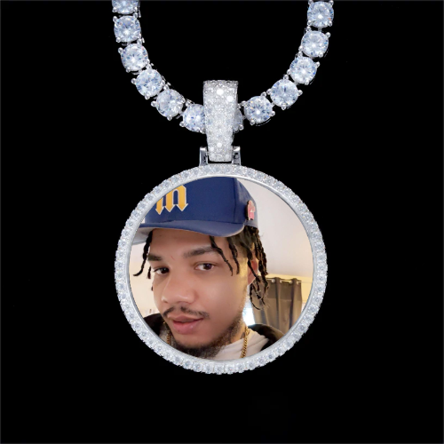 925S & VVS Moissanite 3D Circle Custom Picture Pendant